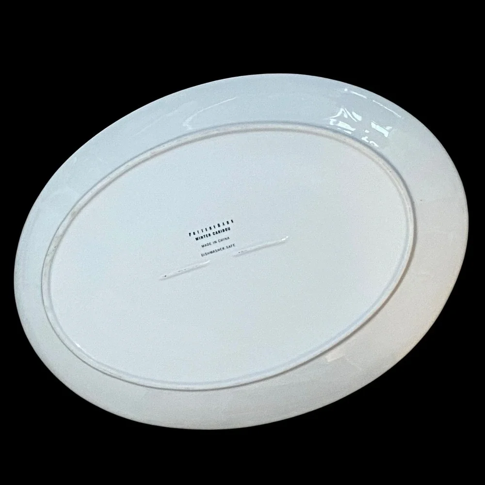 Pottery Barn Winter Luxe Caribou Oval Serving Platter Christmas Holiday Party